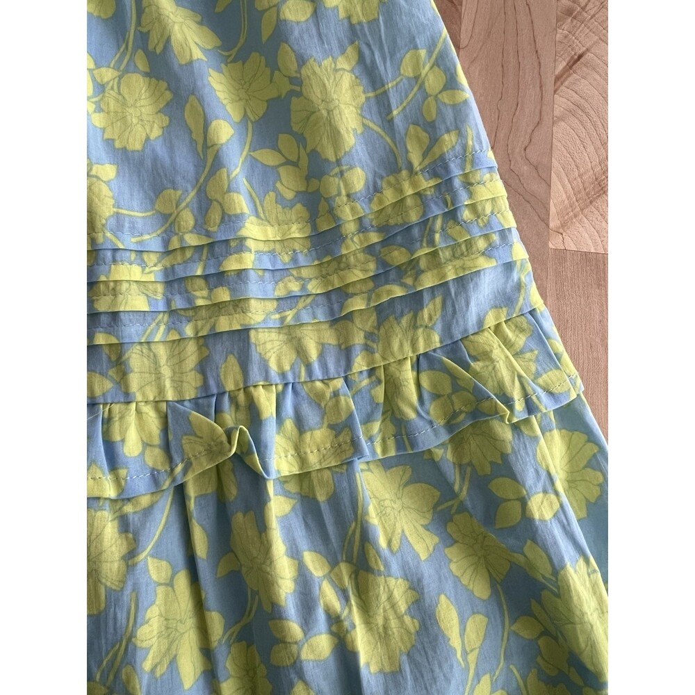 Avara Tiered Maxi Dress Pleated Straps Ruffles Smocked Boho Blue Floral S - Picture 3 of 12